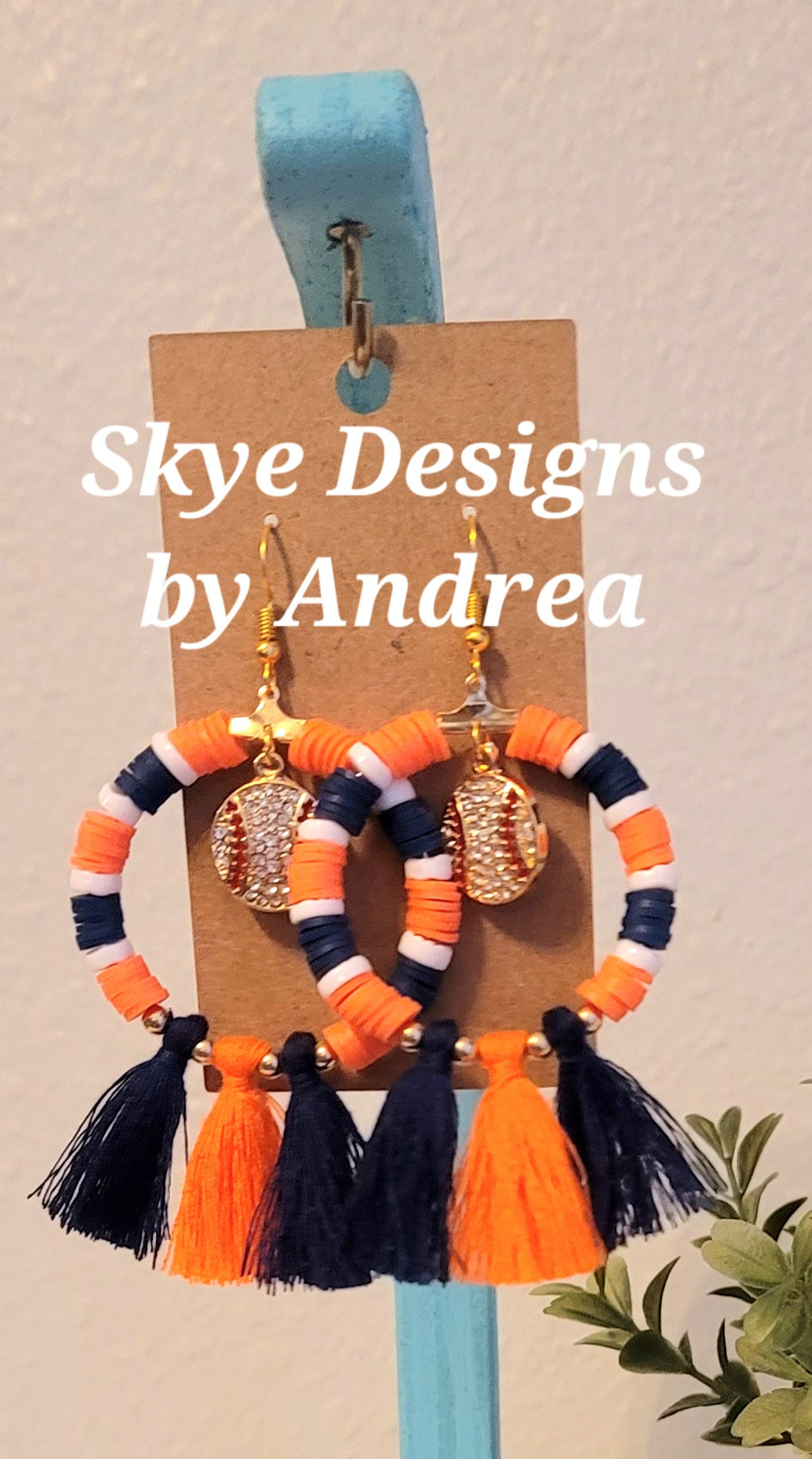 Blue and orange beaded Earrings 6