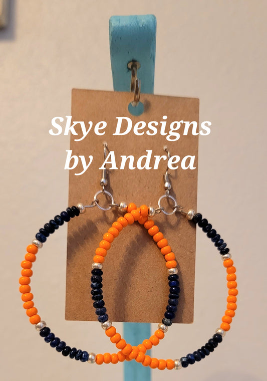 Blue and orange beaded Earrings 4