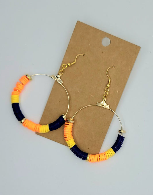 Blue and orange beaded Earrings 3