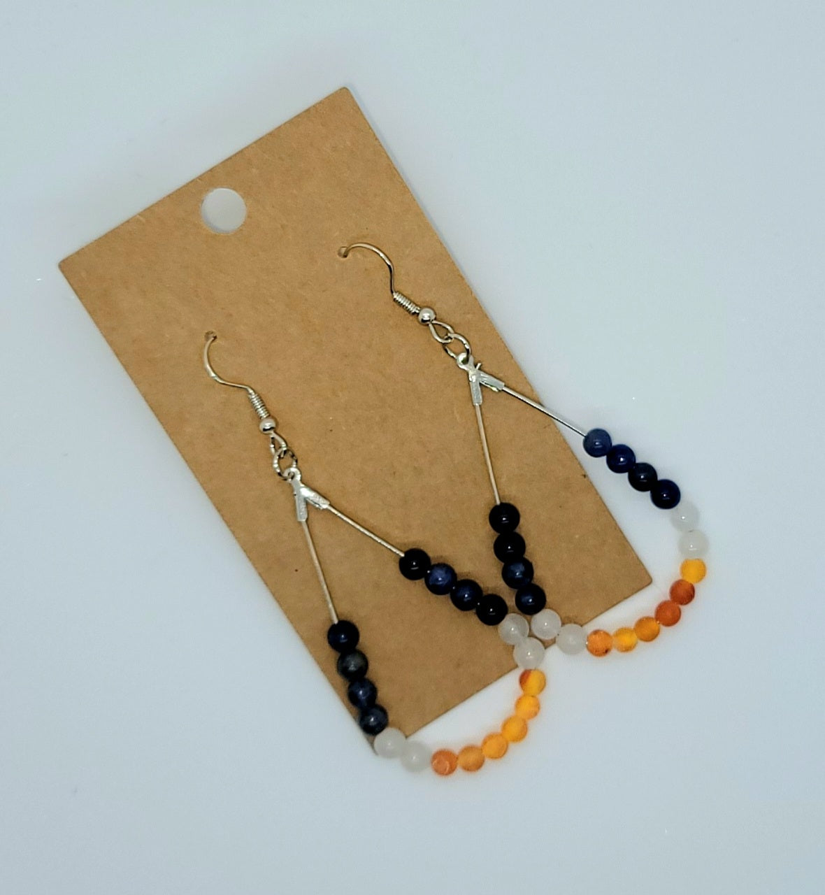 Blue and orange beaded Earrings 2