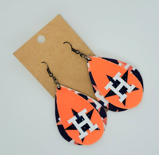 Blue and orange faux leather Earrings