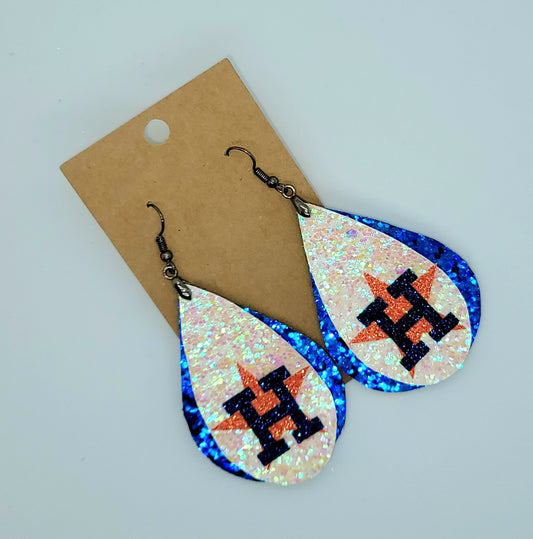 Blue and orange faux leather Earrings 3