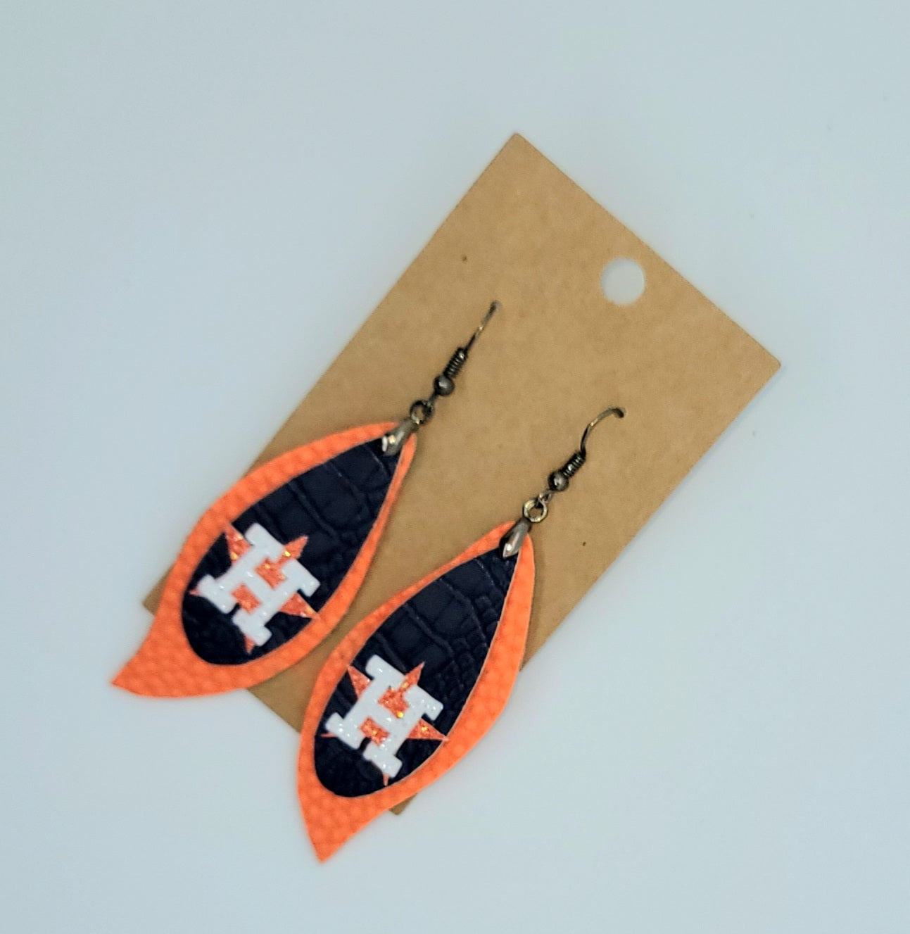 Blue and orange faux leather Earrings 5