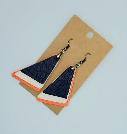 Blue and orange faux leather Earrings 6